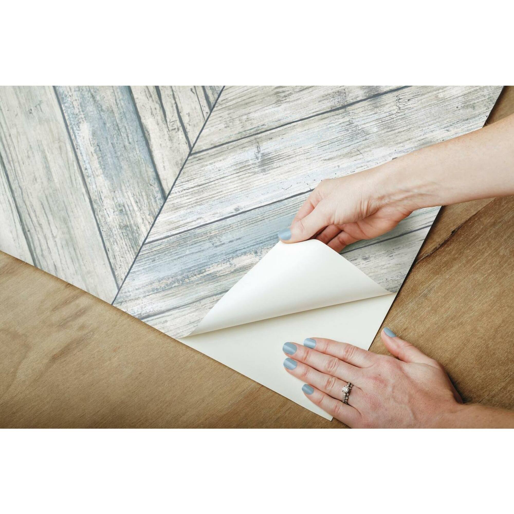 RoomMates Herringbone Wood Boards Peel & Stick Wallpaper